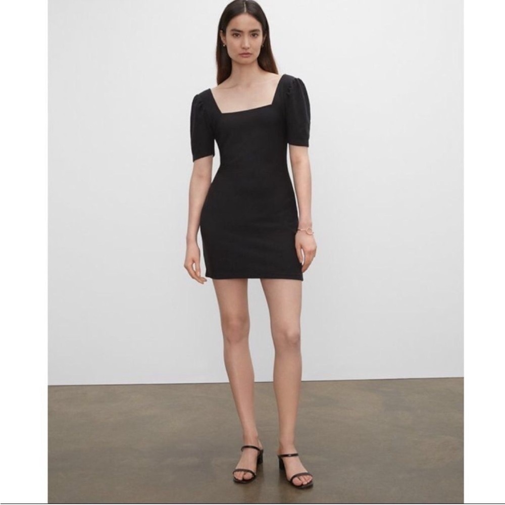Club Monaco Puff Sleeve Knit Square Neck Mini Dress